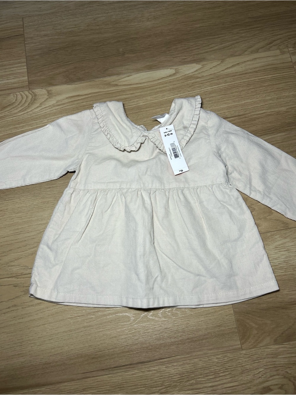 Joe Fresh Cream Long Sleeve Ruffle Collar Baby Top